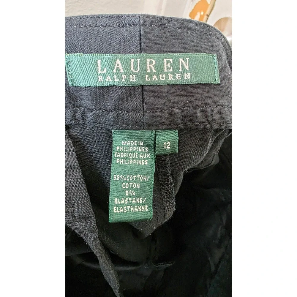 Lauren Ralph Lauren Black Festival Grunge Cotton Blend Shorts Cuffed Hem Size 12